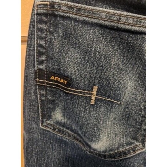 Ariat Jeans Mens 31X36 (30X37 Actual) Blue Denim MS Rebar Jeans Distressed - Picture 6 of 8